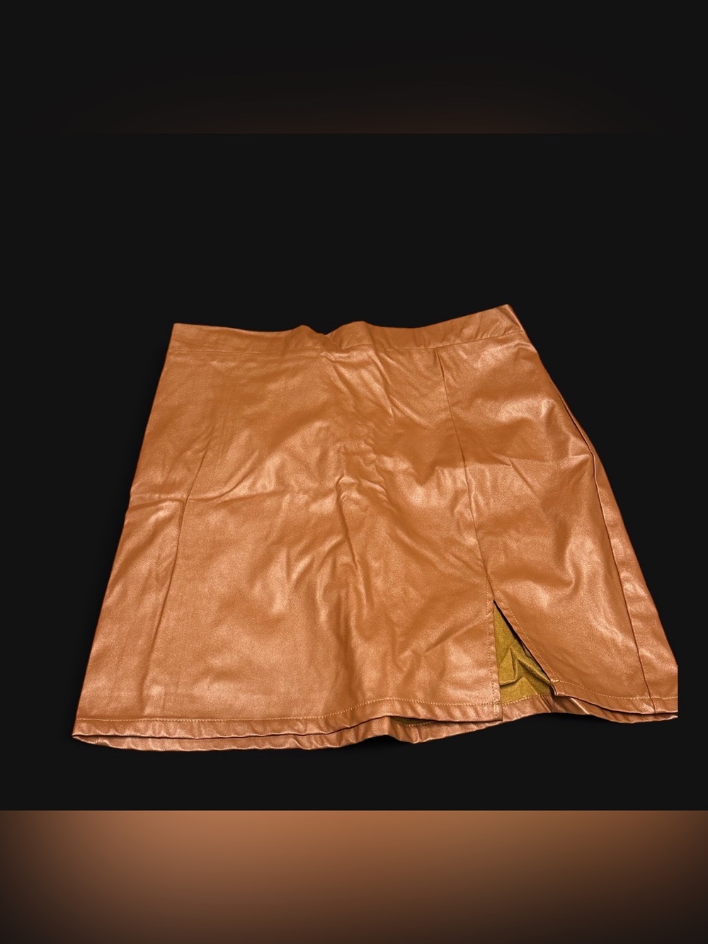 SHEIN Faux Leather Mini Skirt in Cognac
